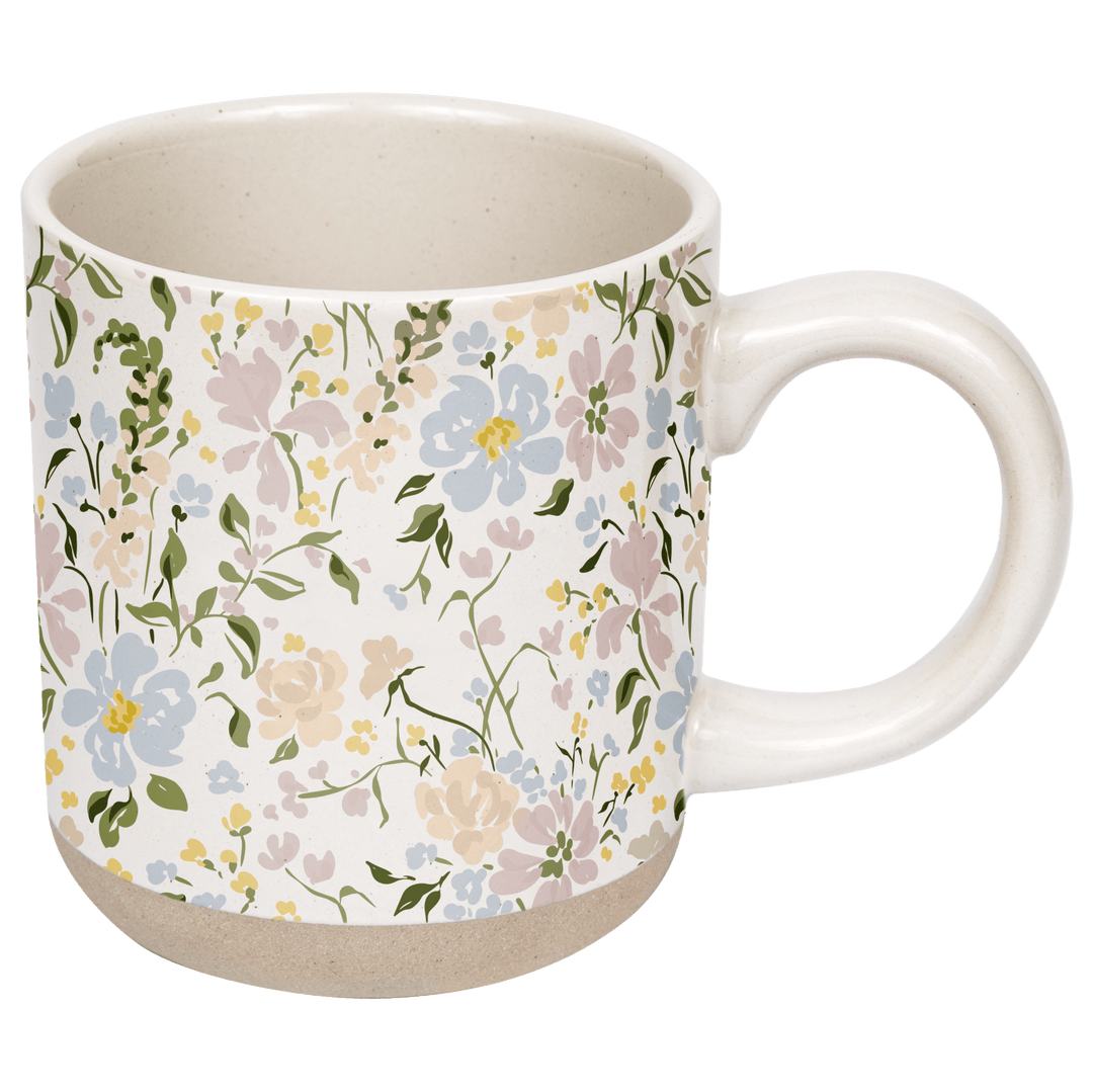 Floral 14 oz Stoneware Coffee Mug