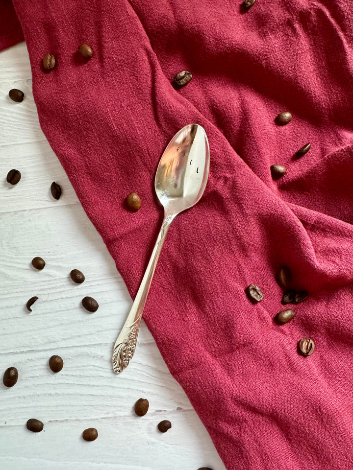 Fall Hand Stamped Vintage Coffee Spoon