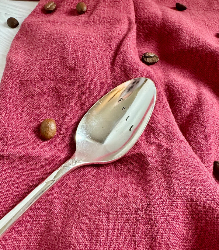 Fall Hand Stamped Vintage Coffee Spoon