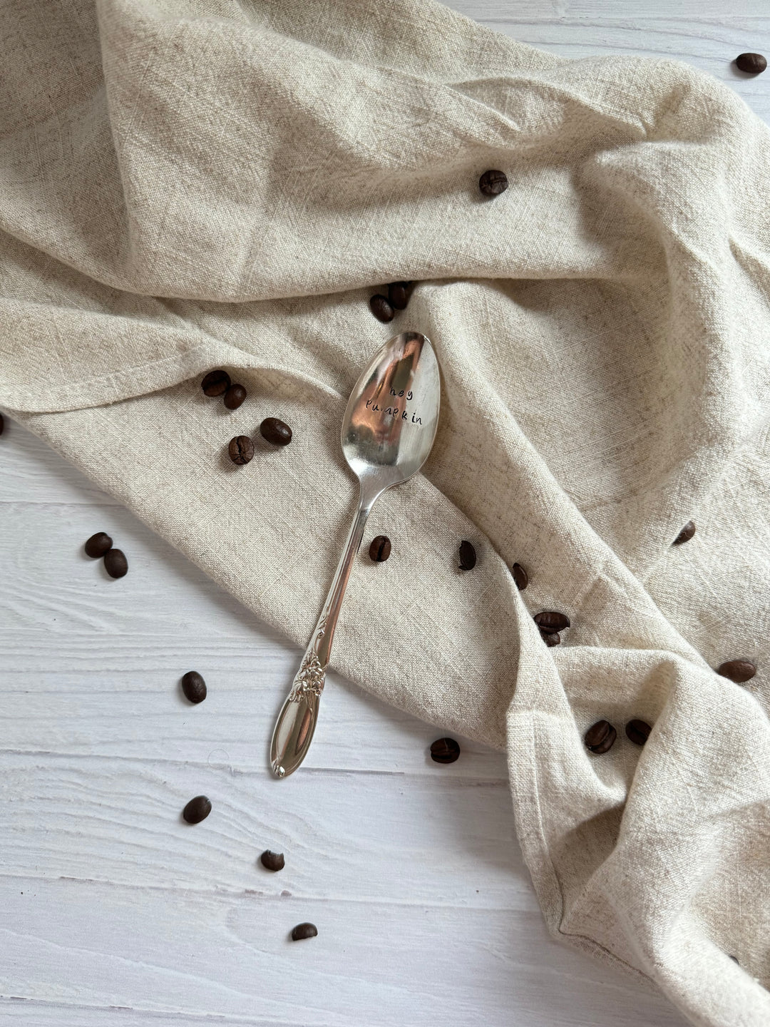 Hey Pumpkin Hand Stamped Vintage Coffee Spoon