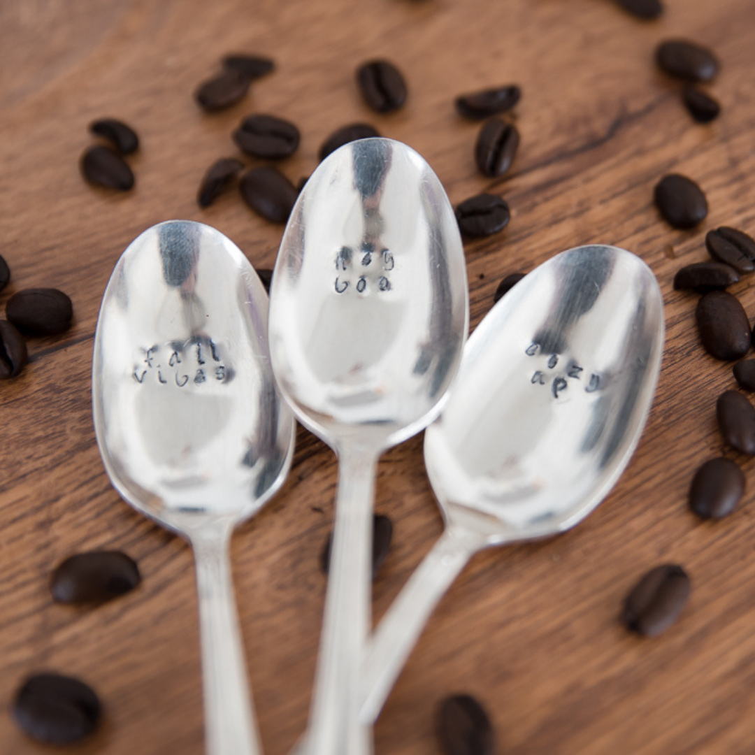 Fall Vibes Hand Stamped Vintage Coffee Spoon