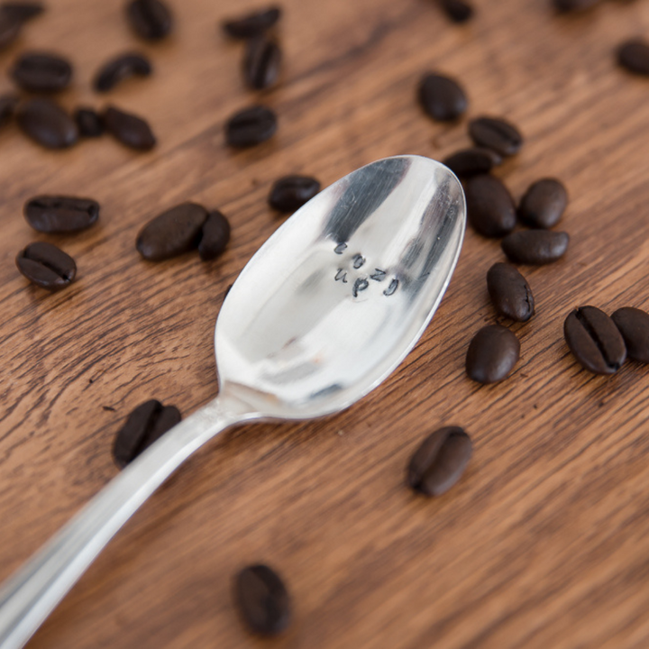 Cozy Up Hand Stamped Vintage Coffee Spoon